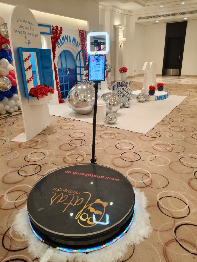 360 Video Booth at a Mama Mia themed birthday celebration in Qatar