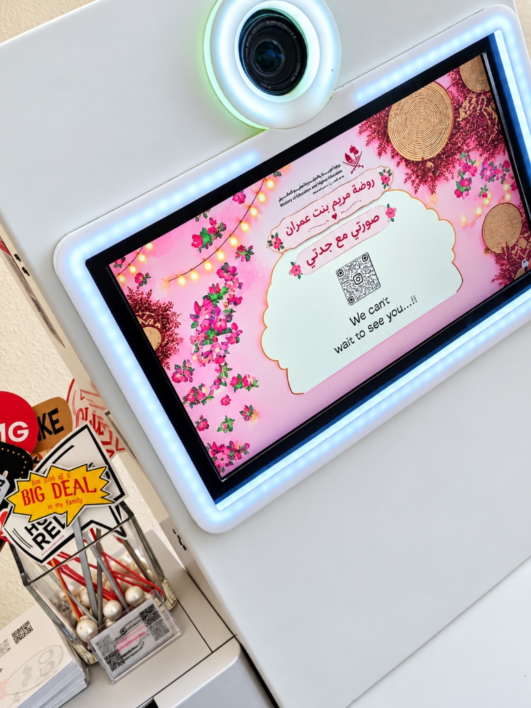 Customized Grandmother's Day photobooth touch screen UI and fun props by Photobooth Qatar